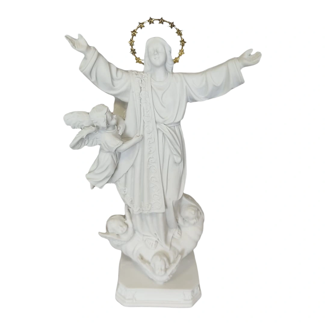 N.Sra da Assunção - Pó de Mármore - 20cm - com resplendor estrelado banhado a ouro