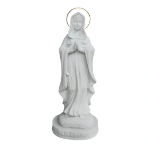 N.Sra da Rosa Mistica - Pó de Mármore - 15cm - com resplendor liso banhado a ouro