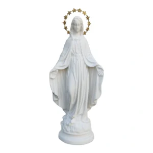 N.Sra das Graças - Pó de Mármore - 15cm - com resplendor estrelado banhado a ouro