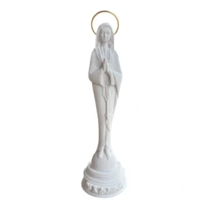 N.Sra do Silencio - Pó de Mármore - 13,5cm - com resplendor banhado a ouro