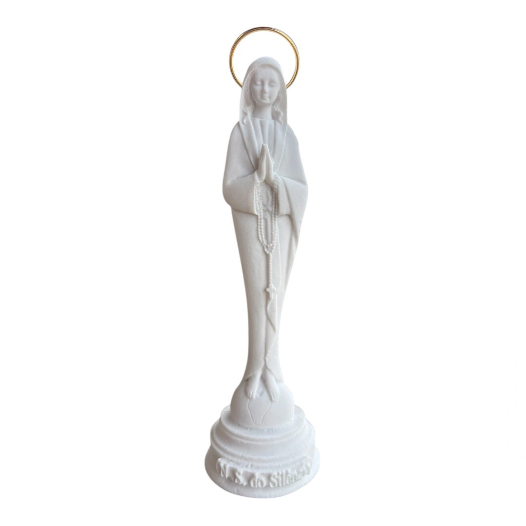 N.Sra do Silencio - Pó de Mármore - 13,5cm - com resplendor banhado a ouro