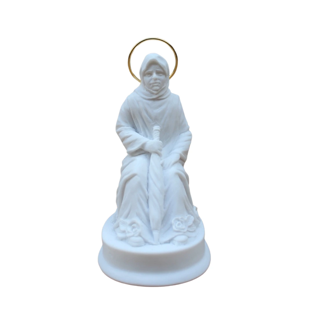 Nha Chica - Pó de Mármore - 8cm - com resplendor banhado a ouro