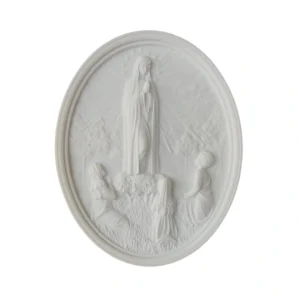Medalha N.Sra de Fátima com os Pastores - Pó de Mármore - 15x12cm