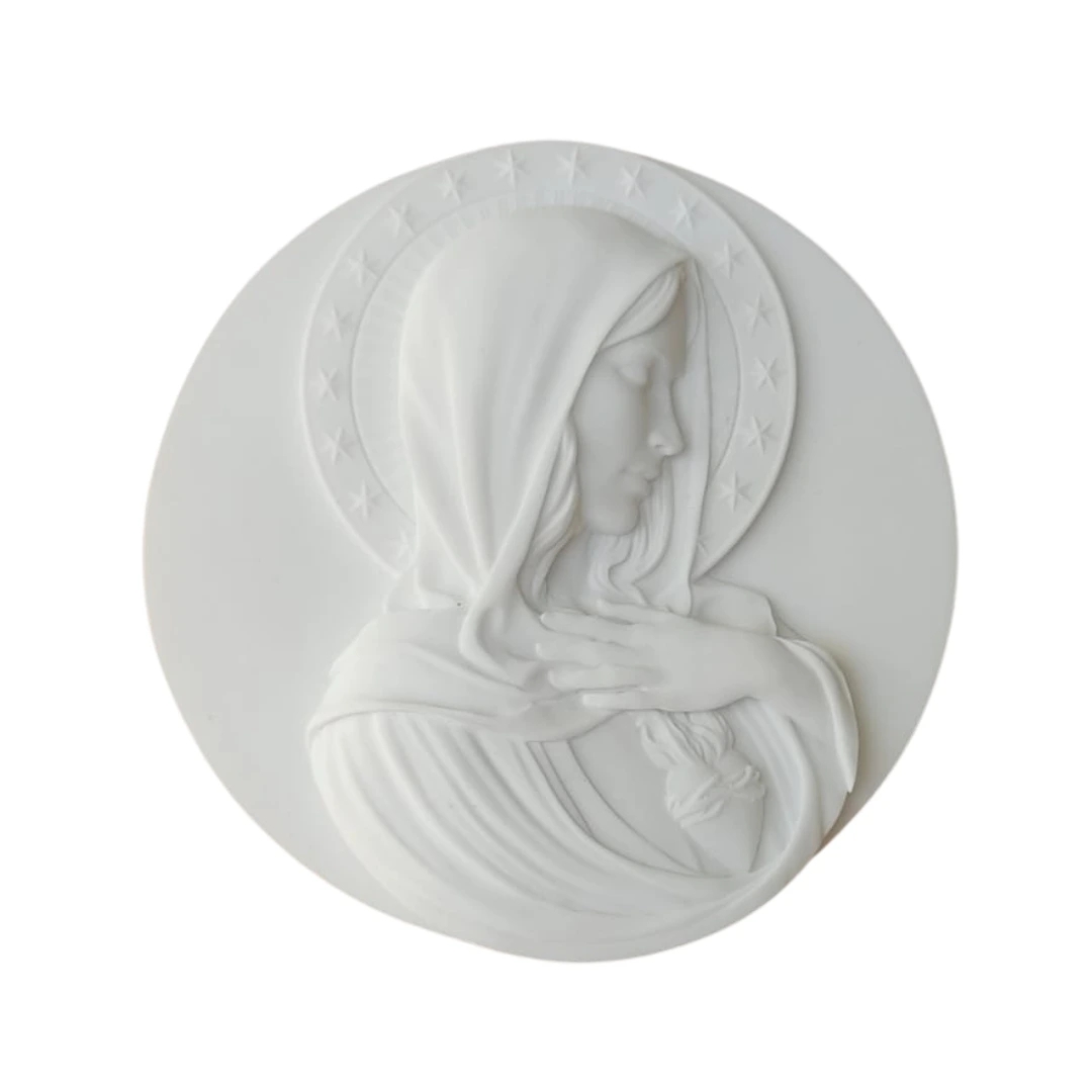 Medalha Virgem Maria - Pó de Mármore - 12x12cm