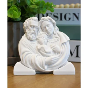 Medalha Sagrada Familia II com base - Pó de Mármore - 12x11cm
