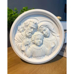 Medalhão Sagrada Familia - Pó de Mármore - 18,5x18,5cm