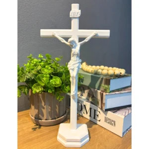 Crucifixo de Mesa com Inri - Pó de Mármore - 31Ax15,5Ccm