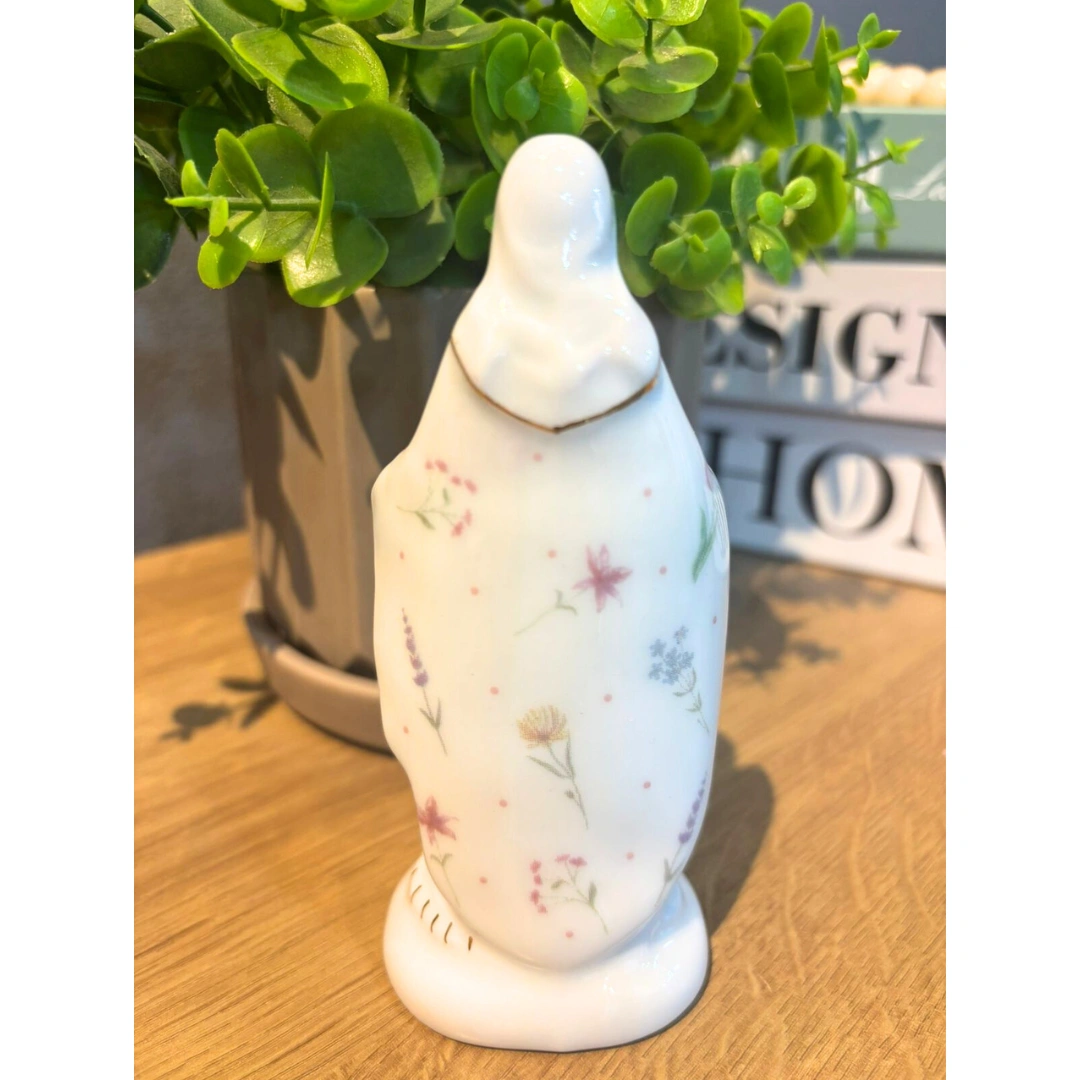 N.Sra das Graças - Porcelana Decorada com detalhes em ouro - 12,5cm - Imagem 2