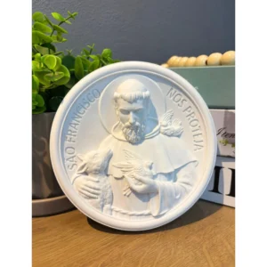 Medalhão São Francisco - Pó de Mármore - 14,5x14,5cm