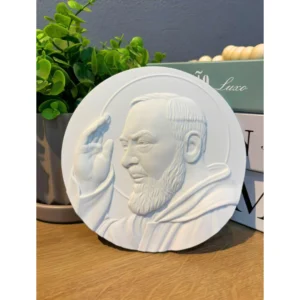 Medalha Padre Pio - Pó de Mármore - 14,5x14,5cm