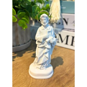 São José Operário - Pó de Mármore - 11cm - com resplendor banhado a ouro