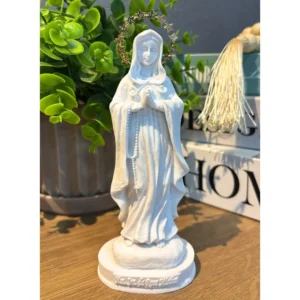 N.Sra da Rosa Mística - Pó de Mármore - 15cm - com resplendor estrelado banhado a ouro