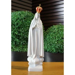 N.Sra de Fátima - Pó de Mármore - 39cm - Com coroa especial banhada a ouro