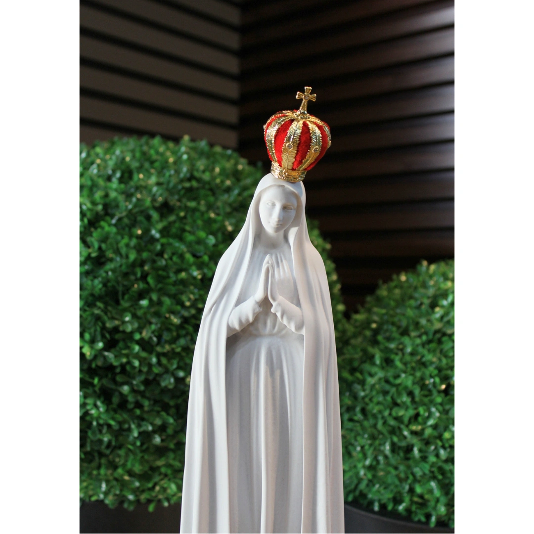 N.Sra de Fátima - Pó de Mármore - 39cm - Com coroa especial banhada a ouro - Imagem 4