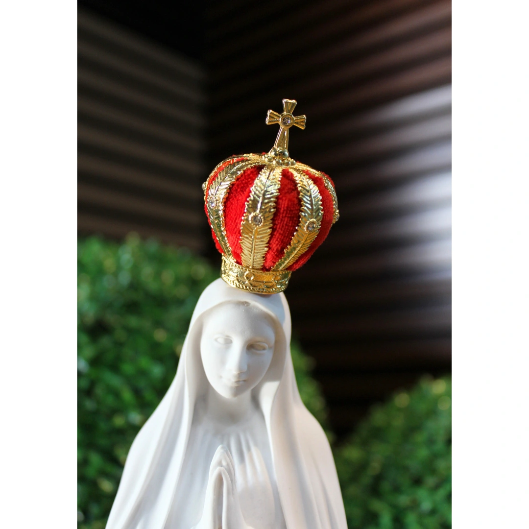 N.Sra de Fátima - Pó de Mármore - 39cm - Com coroa especial banhada a ouro - Imagem 2