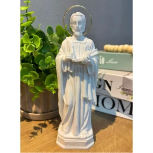 São Lucas - Pó de Mármore - 20cm - com resplendor banhado a ouro