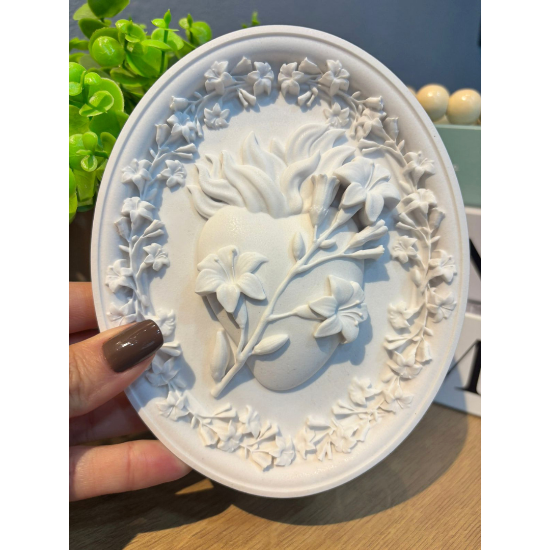 Medalha Sagrado Coração (José) - Pó de Mármore - 15x12cm