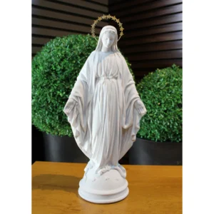 N.Sra das Graças - Pó de Mármore - 43cm - com resplendor estrelado banhado a ouro