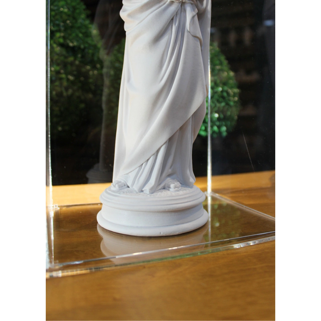 São José - Pó de Mármore - 32cm - com resplendor banhado a ouro e cúpula de acrilico - Imagem 3