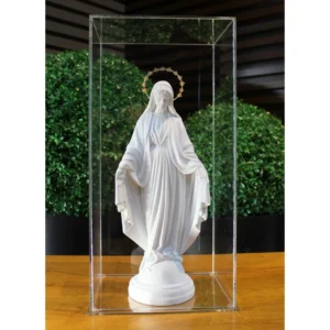 N.Sra das Graças - Pó de Mármore - 33cm - com resplendor estrelado banhado a ouro e cúpula de acrilico
