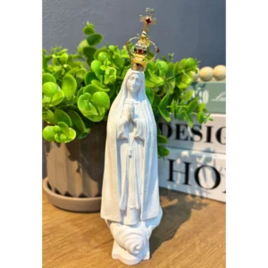 N.Sra de Fátima Capelinha - Pó de Mármore - 15cm - com coroa banhado a ouro