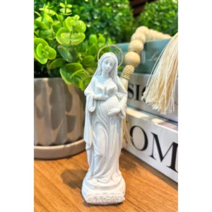 N.Sra Grávida - Pó de Mármore - 13cm - com resplendor banhado a ouro