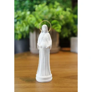 N.Sra Grávida - Pó de Mármore - 9,5cm - com resplendor banhado a ouro