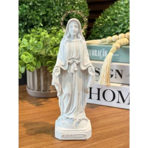 N.Sra das Graças II - Pó de Mármore - 20cm - com resplendor estrelado banhado a ouro