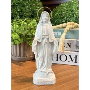 N.Sra das Graças II - Pó de Mármore - 20cm - com resplendor liso banhado a ouro