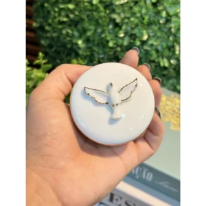 Porta Terço em Porcelana Espírito Santo - Porcelana com detalhes em ouro - 6cm
