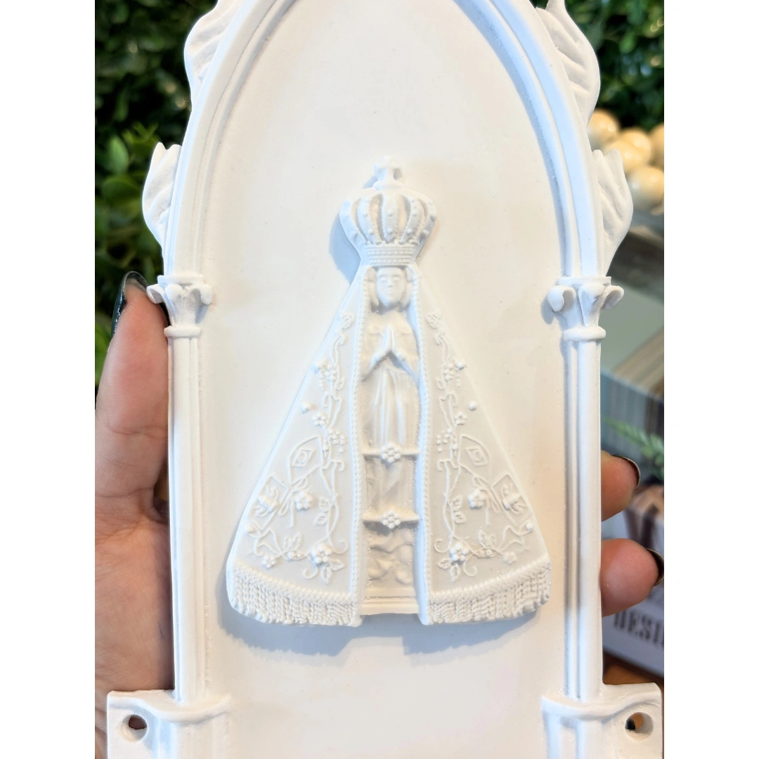 Pia Agua Benta Colonial com N.Sra Aparecida - Pó de Mármore - 32,5x12cm - Imagem 3