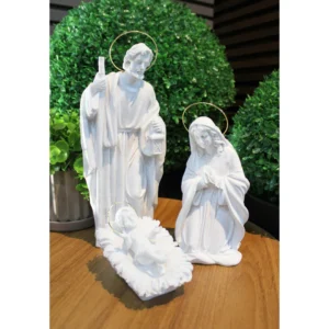 Presépio 4 Peças - Pó de Mármore - 29cm - com resplendor banhado a ouro