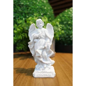 São Gabriel - Pó de Mármore - 15cm - com resplendor banhado a ouro