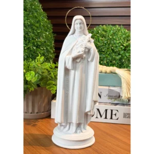 Santa Terezinha - Pó de Mármore - 30cm - com resplendor banhado a ouro