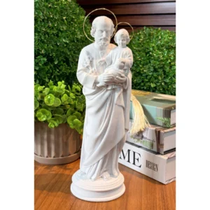 São José - Pó de Mármore - 32cm - com resplendor banhado a ouro