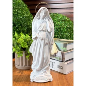 N.Sra Grávida - Pó de Mármore - 31cm - com resplendor banhado a ouro