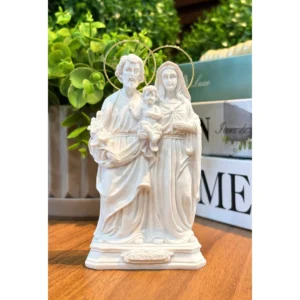 Sagrada Familia - Pó de Mármore - 13,5cm - com resplendor banhado a ouro