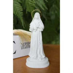 Santa Rita - Pó de Mármore - 12cm - com resplendor banhado a ouro