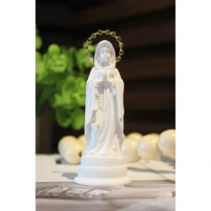 N.Sra da Rosa Mistica - Pó de Mármore - 9cm - com resplendor estrelado banhado a ouro