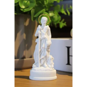 São João Batista - Pó de Mármore - 9cm - com resplendor banhado a ouro
