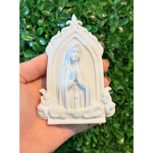 Placa Nossa Senhora de Fatima sem coroa - Pó de Mármore - 10x7,5cm