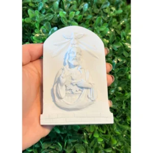Placa Sagrado C de Jesus - Pó de Mármore - 9,5x7cm