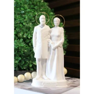 São Luiz e Santa Zélia - Pó de Mármore - 16cm - com resplendor banhado a ouro