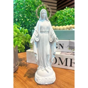 N.Sra das Graças III - Pó de Mármore - 20cm - com resplendor estrelado banhado a ouro