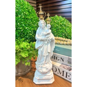 N.Sra de Nazaré - Pó de Mármore - 28cm - com coroa banhada a ouro