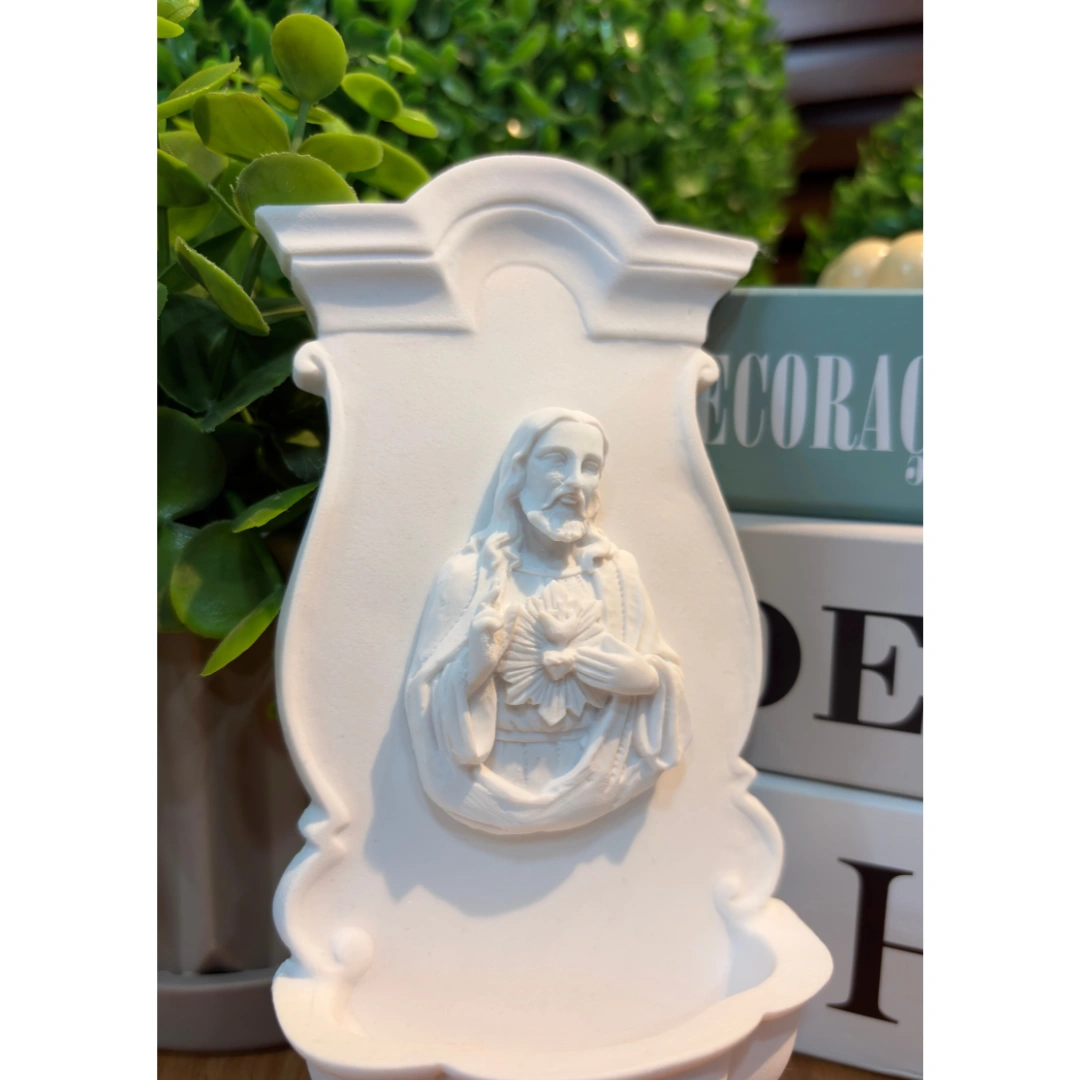 Pia Agua Benta Sagrado C de Jesus - Pó de Mármore - 16,5x8,5cm - Imagem 2