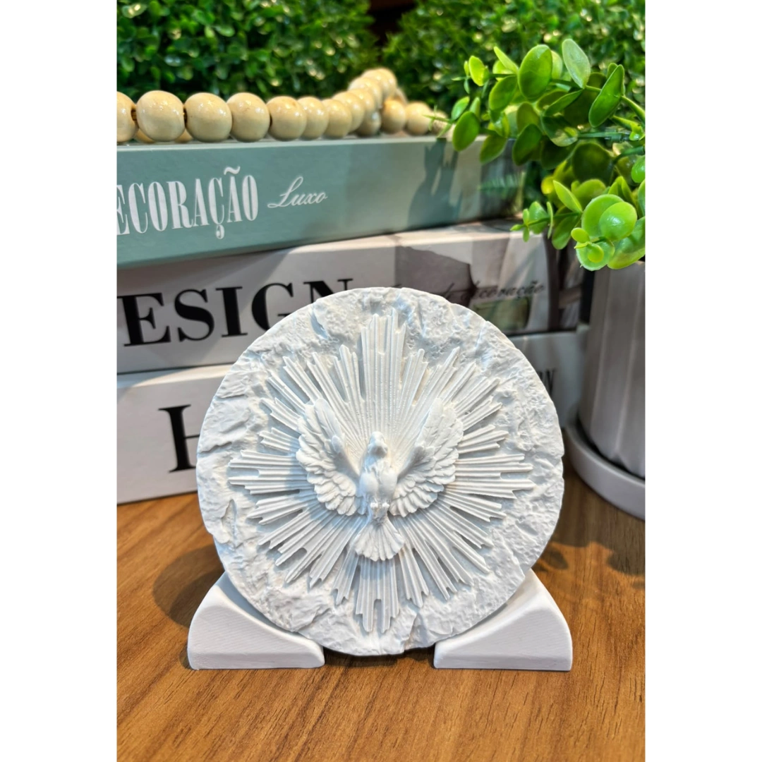 Divino Inteiro Redondo com base - Pó de mármore - 11x11cm