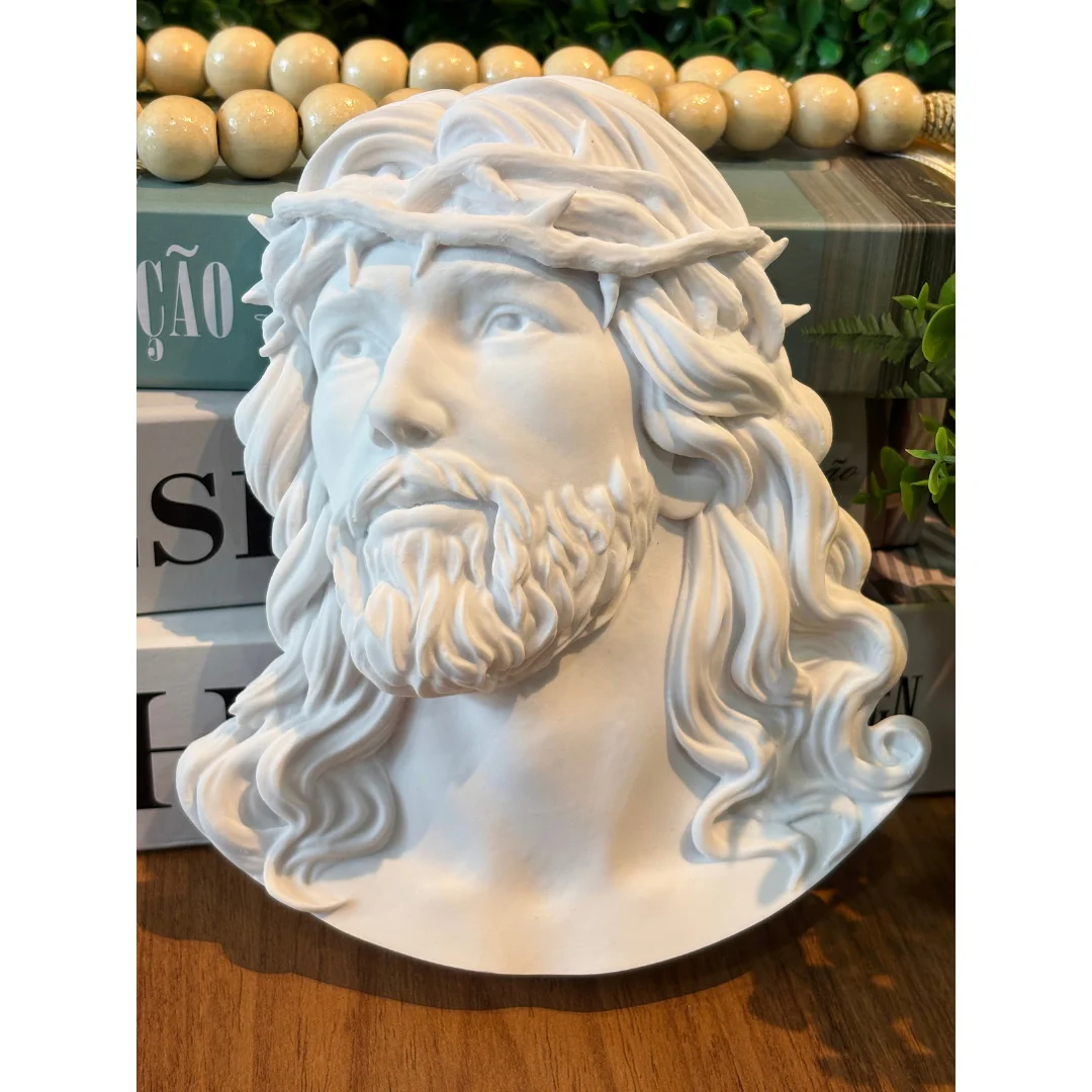 Placa Cristo – Pó de Mármore – 18x16cm